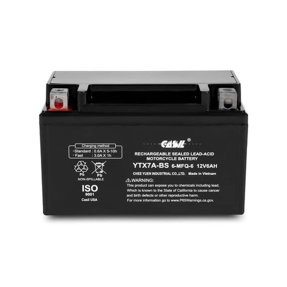 STX7A-BS Motorcycle Battery - Replaces YTX7A-BS, UTX7A, GTX7A-BS, PTX7A-BS, WP7A-BS, GTX7A-BS