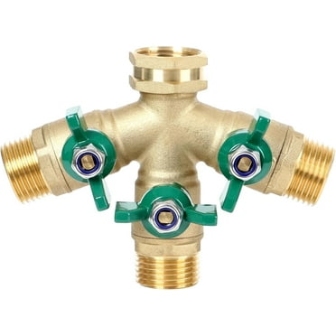 STYDDI Full Flow 3-Way Garden Hose Splitter, Solid Brass High Flow 3 Way Hose Splitter Valve with Metal Handle, Heavy Duty Outdoor Faucet Splitter with Shut off Valve, 3/4 Inch Garden Tap Splitter