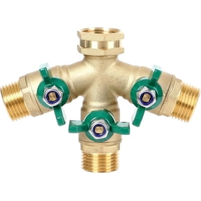 STYDDI Full Flow 3-Way Garden Hose Splitter, Solid Brass High Flow 3 Way Hose Splitter Valve with Metal Handle, Heavy Duty Outdoor Faucet Splitter with Shut off Valve, 3/4 Inch Garden Tap Splitter