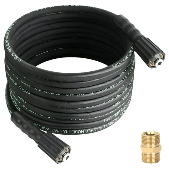 STYDDI 50FT Pressure Washer Extension Hose with Coupler for Sun Joe SPX Series, Kink Free, 2900 PSI X 1/4", Heavy Duty Steel Braided and Rubber Power Washer Hose with M22-15mm for SPX-25HD and Others