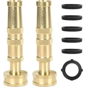 STYDDI 2 Pack Adjustable Twist Brass Hose Nozzle, 4" Heavy Duty Solid Brass Garden Hose Nozzle, up to 200 PSI, 3/4" GHT Thread,
