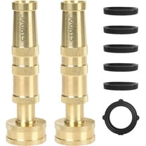 STYDDI 2 Pack Adjustable Twist Brass Hose Nozzle, 4" Heavy Duty Solid Brass Garden Hose Nozzle, up to 200 PSI, 3/4" GHT Thread,