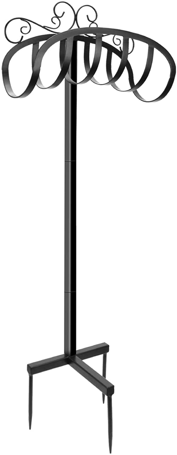 STYDDI FreeStanding Garden Hose Holder, Metal Detachable Decorative Water Hose Hanger Stands for Yard, Backyard, Lawn or Garden, Black