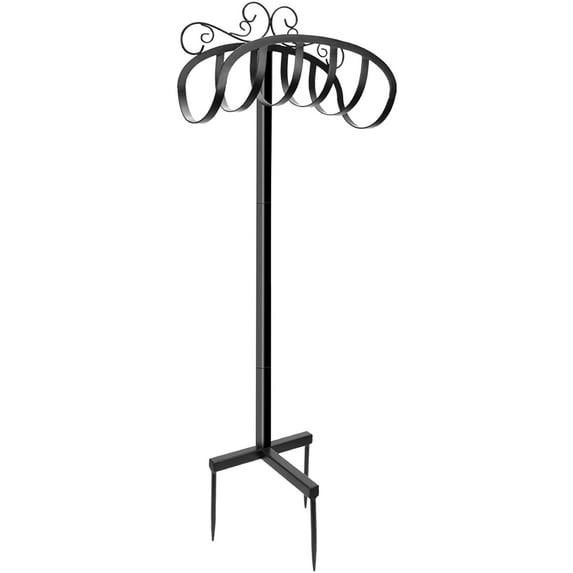 STYDDI FreeStanding Garden Hose Holder, Metal Detachable Decorative Water Hose Hanger Stands for Yard, Backyard, Lawn or Garden, Black