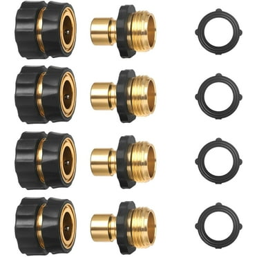 STYDDI Garden Hose Quick Release Connect Coupler, Metal Hose Fitting Quick Connector 3/4" GHT Male and Female - No Leaks Water Hoses Quick Disonnect Adapter, 4 Set