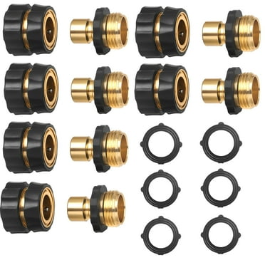 STYDDI Garden Hose Quick Release Connect Coupler, Metal Hose Fitting Quick Connector 3/4" GHT Male and Female - No Leaks Water Hoses Quick Disonnect Adapter, 6 Set