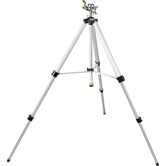 STYDDI Heavy Duty Impact Sprinkler on Tripod Base, Extra Tall Metal Pulsating Telescoping Tripod Sprinkler for Large Area, Yard, Lawn, Garden, Waters up to 90 Ft. Diameter, Legs Extends Up to 50-inch