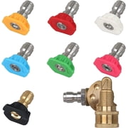 STYDDI Pressure Washer Quick-Connect Pivoting Coupler Kit, 7 Pack Power Washer Nozzle Tips and Quick Connect Pivot Adapter Coupler with 5 Different Angles, 1/4 inch, 2.5 GPM, 4500 PSI