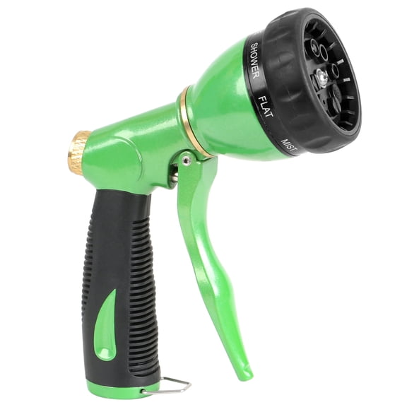 STYDDI Pro Ultra Heavy Duty Multi-Patterns Garden Hose Nozzle, All Metal Hose Nozzle with 8 Spray Patterns, Perfect for Plant Watering, Car Washing, Window Cleaning, Pet Showering, Green