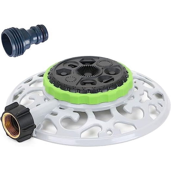 STYDDI Turret Pattern Sprinkler, 8-Pattern Stationary Water Sprinkler on Metal Decorative Base for Watering Small and Large Yards, Lawns, Garden or Odd Shaped Areas