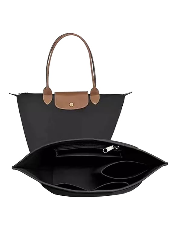 Purse Organizer Insert Felt with Zipper and Sewn Bottom Insert Fit Speedy Neverfull Graceful