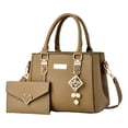 thumbnail image 1 of Stylago 2pcs Handbags and Purses Fashion Pendant Leather Shoulder Bags for Women Top Handle Satchel and Wallet Set for Ladies Brown, 1 of 4