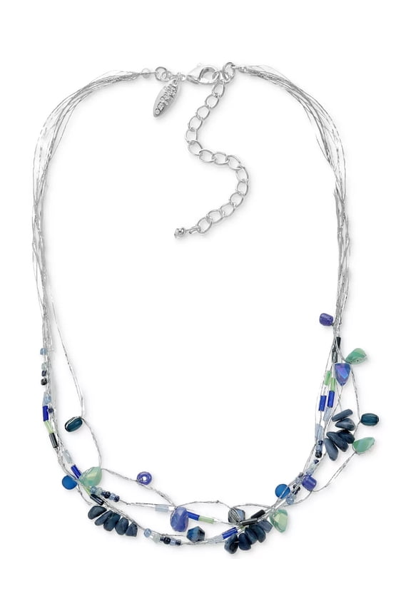 STYLE & CO Silver-Tone Mixed Bead Multi-Row Strand Necklace, 18" + 3" ext