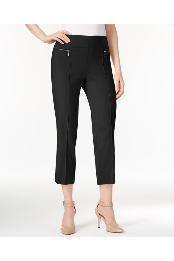 STYLE & COMPANY $49 Womens New Black Pull-on Zipper Detail Pants S LONG  B+B