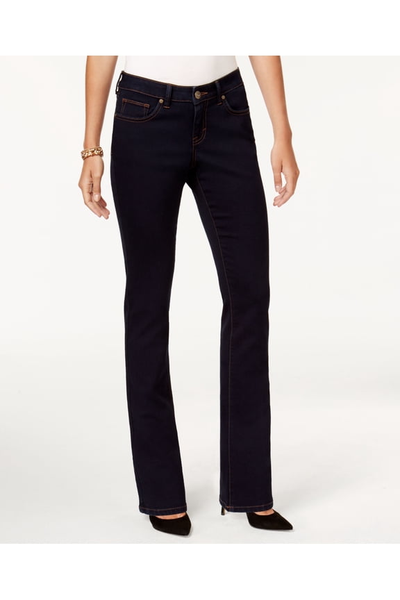 STYLE & COMPANY $49 Womens New Navy Boot Leg Mid Rise Tummy Control Jeans 10 B+B
