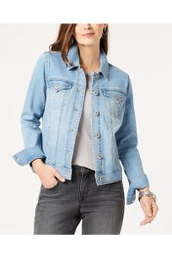 STYLE & COMPANY $64 Womens New Blue Denim Casual Jacket L B+B