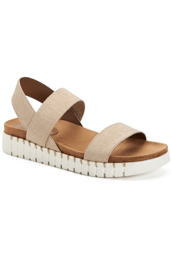 STYLE & COMPANY Womens Beige 1" Platform Stretch Comfort Milaa Round Toe Wedge Slip On Slingback Sandal 6.5