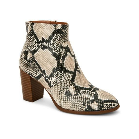 STYLE & COMPANY Womens Beige Animal Print Round Toe Block Heel Zip-Up Dress Booties 7.5