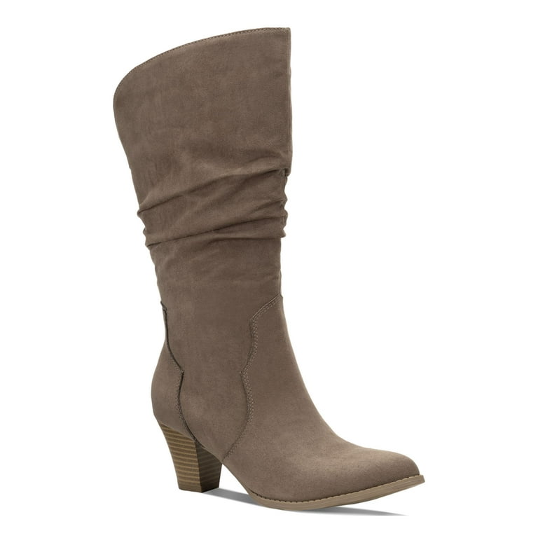 Block heel top slouch boots