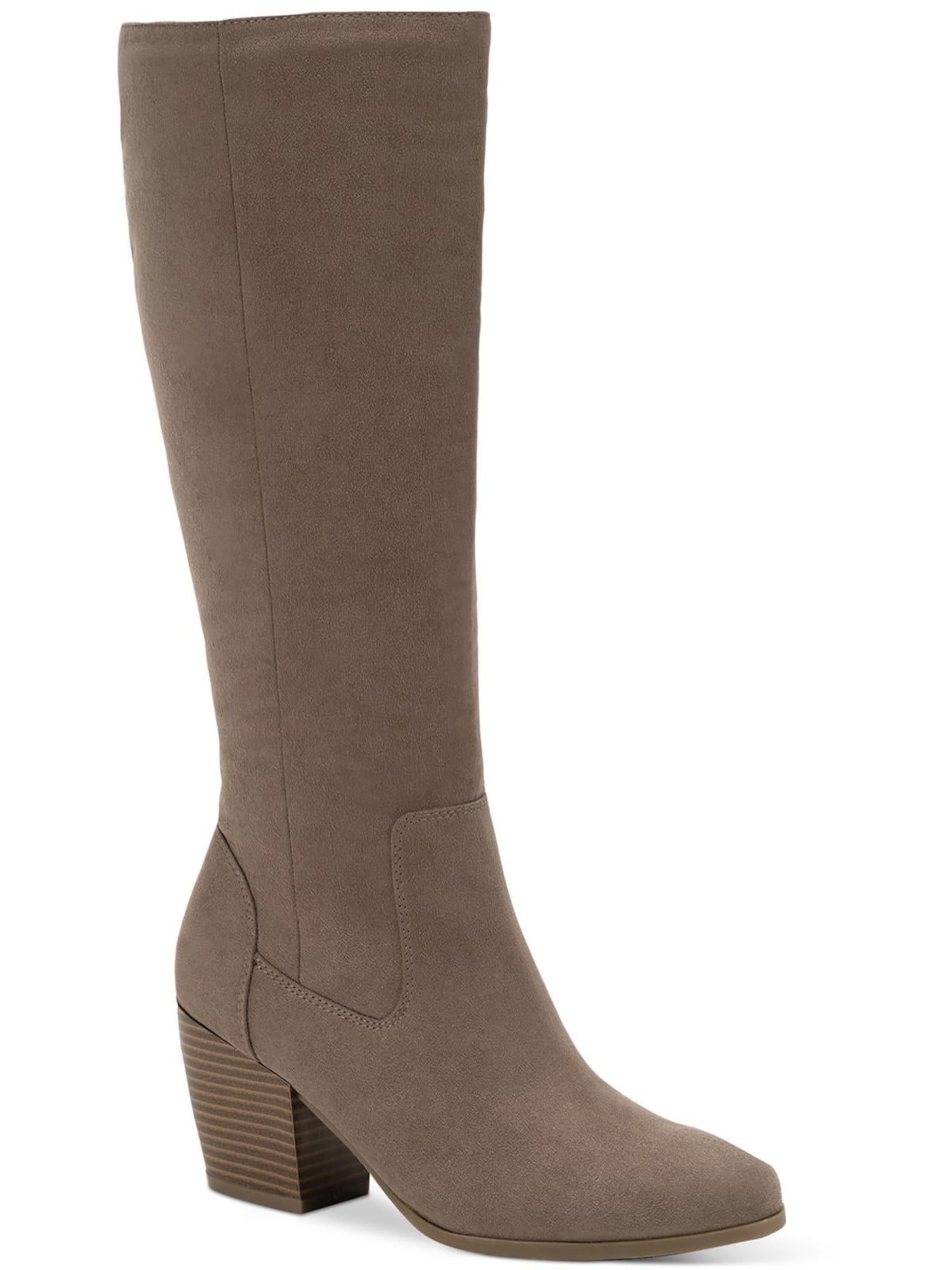 STYLE & COMPANY Womens Beige Buckle Accent Kezlin Round Toe Block Heel Zip-Up Riding Boot M