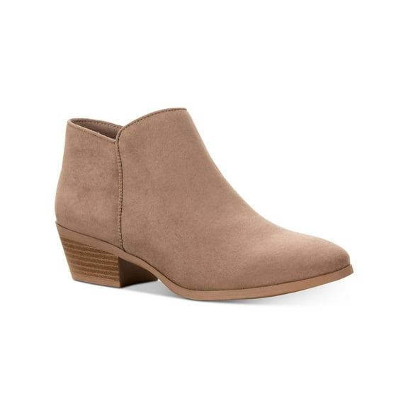 STYLE & COMPANY Womens Beige Cushioned Wileyy Almond Toe Stacked Heel Zip-Up Booties 7 M