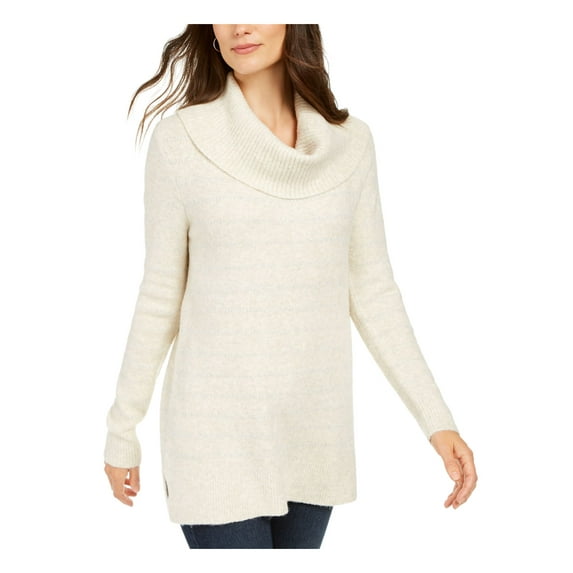 STYLE & COMPANY Womens Beige Embellished Long Sleeve Cowl Neck Sweater Size: XS