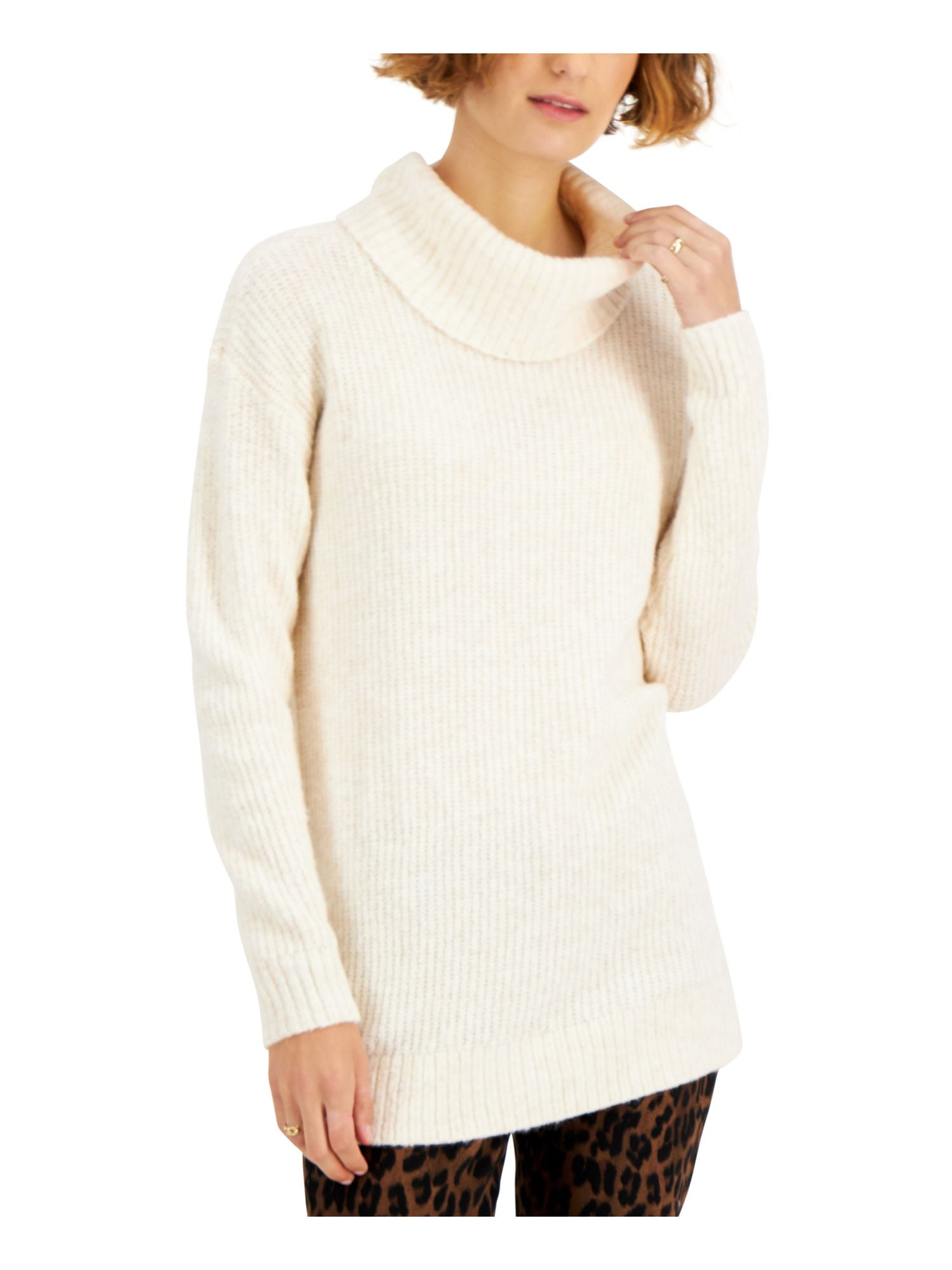 STYLE COMPANY Womens Beige Knit Ribbed Pull Over Style Long - Main Image