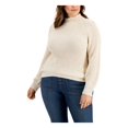 thumbnail image 1 of STYLE & COMPANY Womens Beige Knit Ribbed Textured Funnel Neck Long Sleeve Sweater Plus 2X, 1 of 4