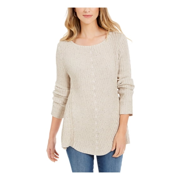 STYLE & COMPANY Womens Beige Textured Knitted Printed Long Sleeve Jewel Neck T-Shirt XXL