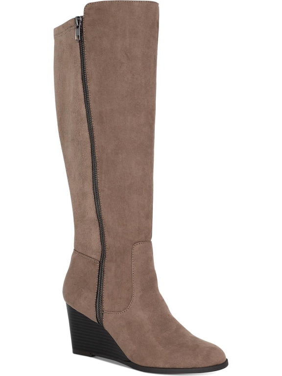 STYLE & COMPANY Womens Beige Zipper Accent Wynterr Round Toe Wedge Zip-Up Dress Boots 11 M