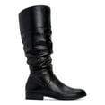 thumbnail image 1 of STYLE & COMPANY Womens Black 1/2 Heel Goring Ruched Cushioned Kelimae Round Toe Block Heel Zip-Up Riding Boot 8.5 WC, 1 of 4