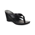 thumbnail image 1 of STYLE & COMPANY Womens Black 1/2" Platform Padded Chicklet Round Toe Wedge Slip On Thong Sandals 8 M, 1 of 4