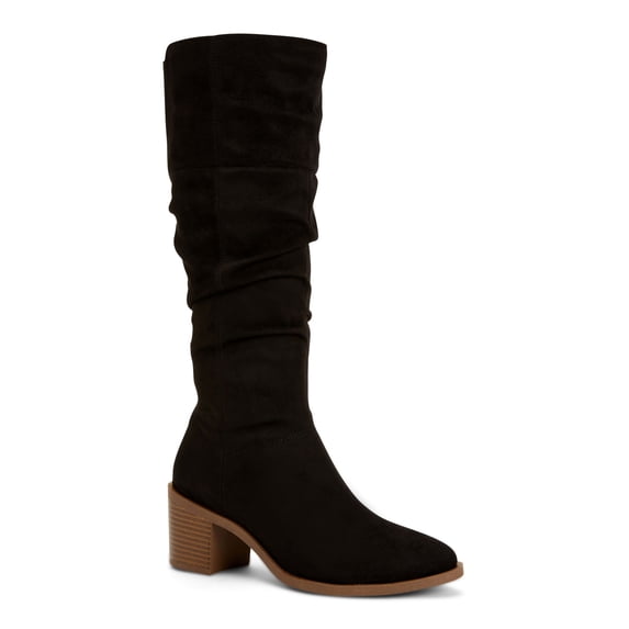 STYLE & COMPANY Womens Black Back Gore Non-Slip Comfort August Almond Toe Block Heel Zip-Up Dress Boots 9.5 M