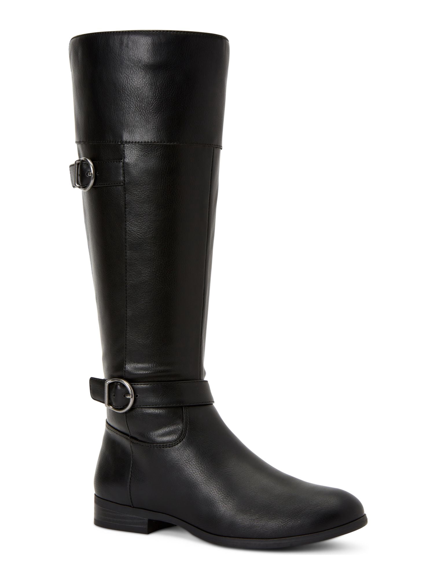KAREN SCOTT Womens Black Buckle Accent Round Toe Stacked Heel Zip-Up Heeled Boots M