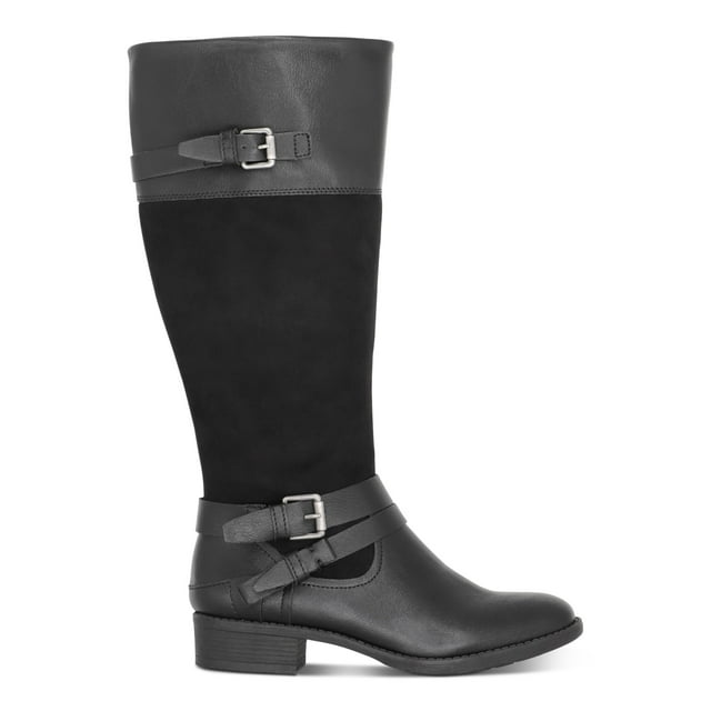 STYLE & COMPANY Womens Black Buckle Accent Padded Ashliie Round Toe Block Heel Zip-Up Boots Shoes 7 M