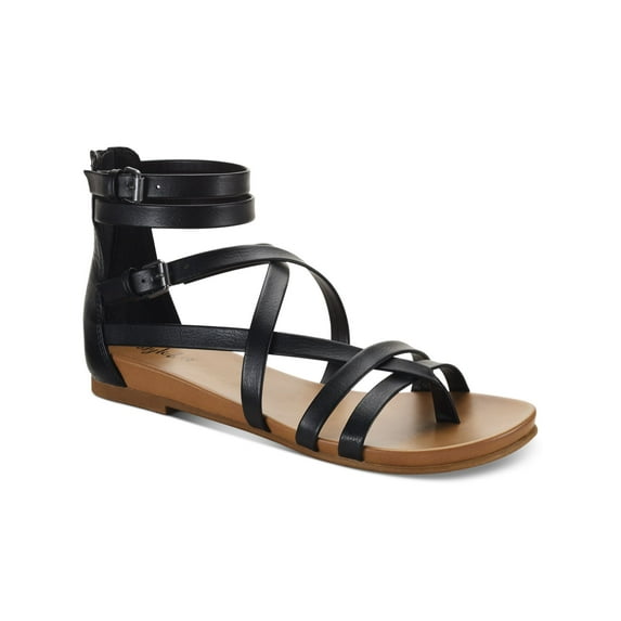 STYLE & COMPANY Womens Black Buckle Accent Strappy Chelseaa Round Toe Zip-Up Gladiator Sandals Shoes 10 M