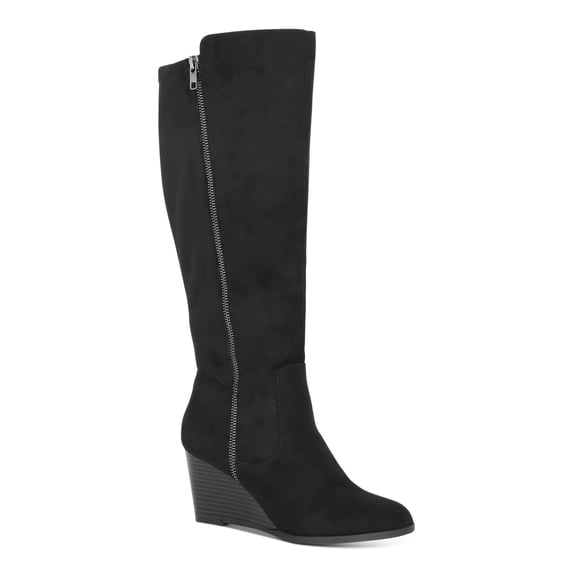 STYLE & COMPANY Womens Black Cushioned Breathable Slip Resistant Wynterr Round Toe Wedge Zip-Up Heeled Boots 7 M