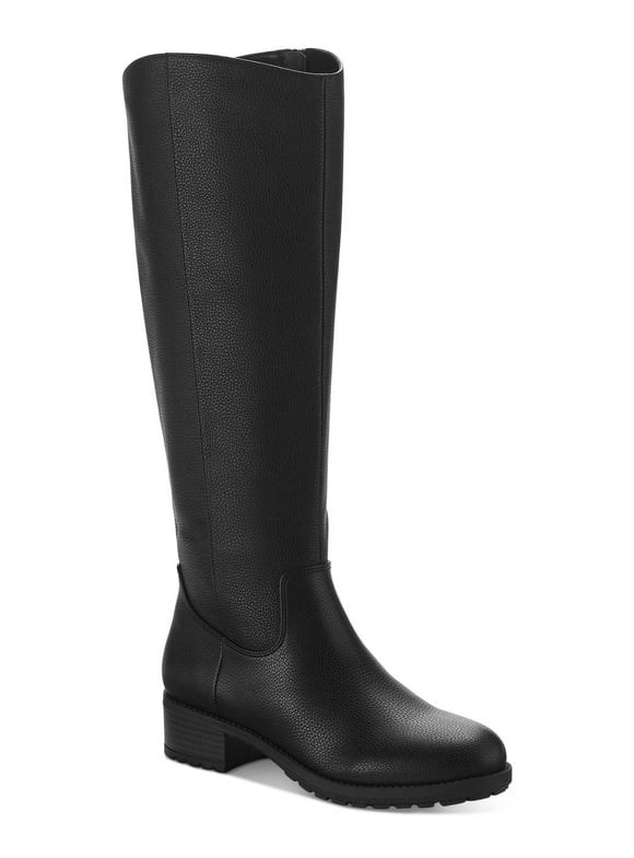 STYLE & COMPANY Womens Black Cushioned Zipper Accent Stretch Graciee Round Toe Block Heel Zip-Up Riding Boot 6 M