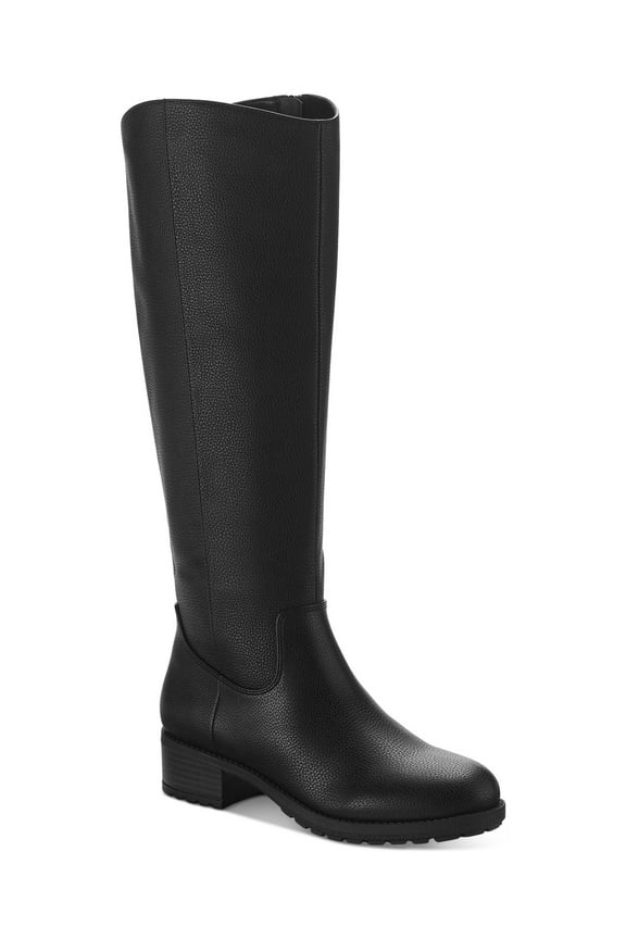 STYLE & COMPANY Womens Black Cushioned Zipper Accent Stretch Graciee Round Toe Block Heel Zip-Up Riding Boot 6 M
