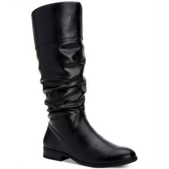 STYLE & COMPANY Womens Black Elastic Goring Wide Calf Cushioned Kelimae Round Toe Block Heel Zip-Up Riding Boot 6.5 WC
