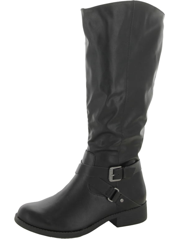 STYLE & COMPANY Womens Black Gored Wide Calf Marlee Round Toe Block Heel Zip-Up Riding Boot 6 M WC
