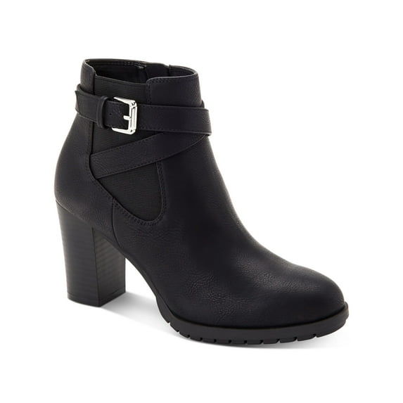 STYLE & COMPANY Womens Black Goring Buckle Accent Cushioned Laleen Round Toe Block Heel Zip-Up Dress Booties 11 M