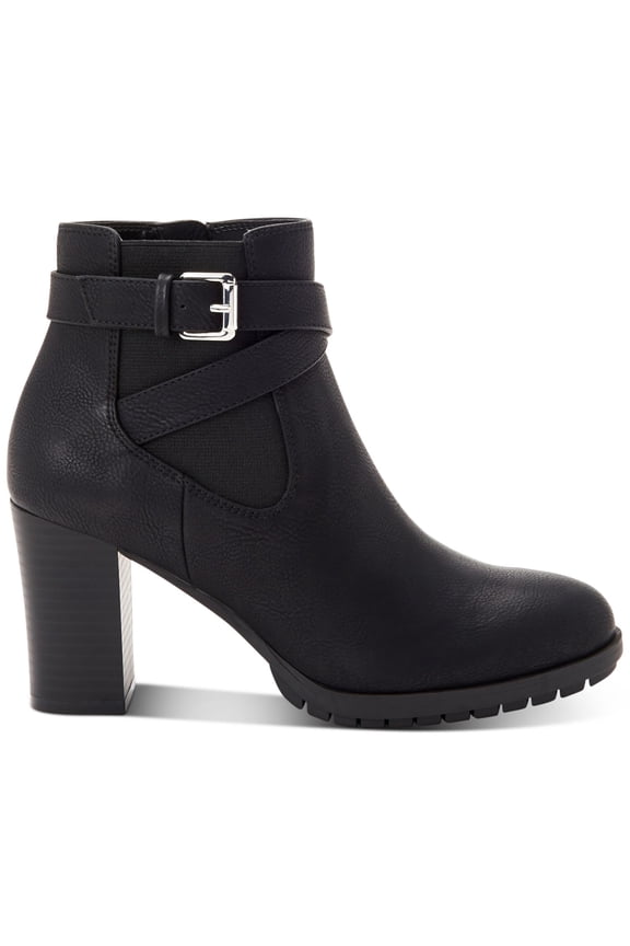 STYLE & COMPANY Womens Black Goring Buckle Accent Cushioned Laleen Round Toe Block Heel Zip-Up Dress Booties 7 M