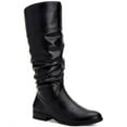thumbnail image 1 of STYLE & COMPANY Womens Black Goring Ruched Cushioned Kelimae Round Toe Block Heel Zip-Up Riding Boot 6 M WC, 1 of 4