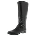 thumbnail image 1 of STYLE & COMPANY Womens Black Hardware Detail Back Elastic Gore Cushioned Strappy Kindell Round Toe Block Heel Zip-Up Riding Boot 6 M, 1 of 2