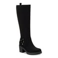 thumbnail image 1 of STYLE & COMPANY Womens Black Harness Strap Ring Hardware Detail Side Pull Tab Padded Brettaa Round Toe Block Heel Zip-Up Riding Boot 6 M, 1 of 4