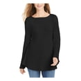 thumbnail image 1 of STYLE & COMPANY Womens Black Ribbed Patterned Long Sleeve Jewel Neck Blouse Petites PL, 1 of 4