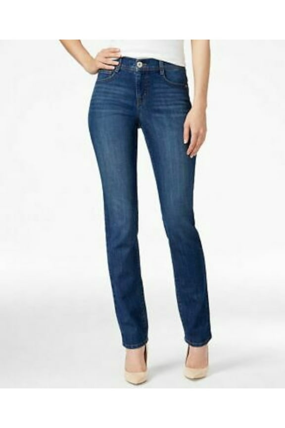 STYLE & COMPANY Womens Blue Stretch Pocketed Zippered Slim-leg Tummy Control High Waist Jeans 6 Short