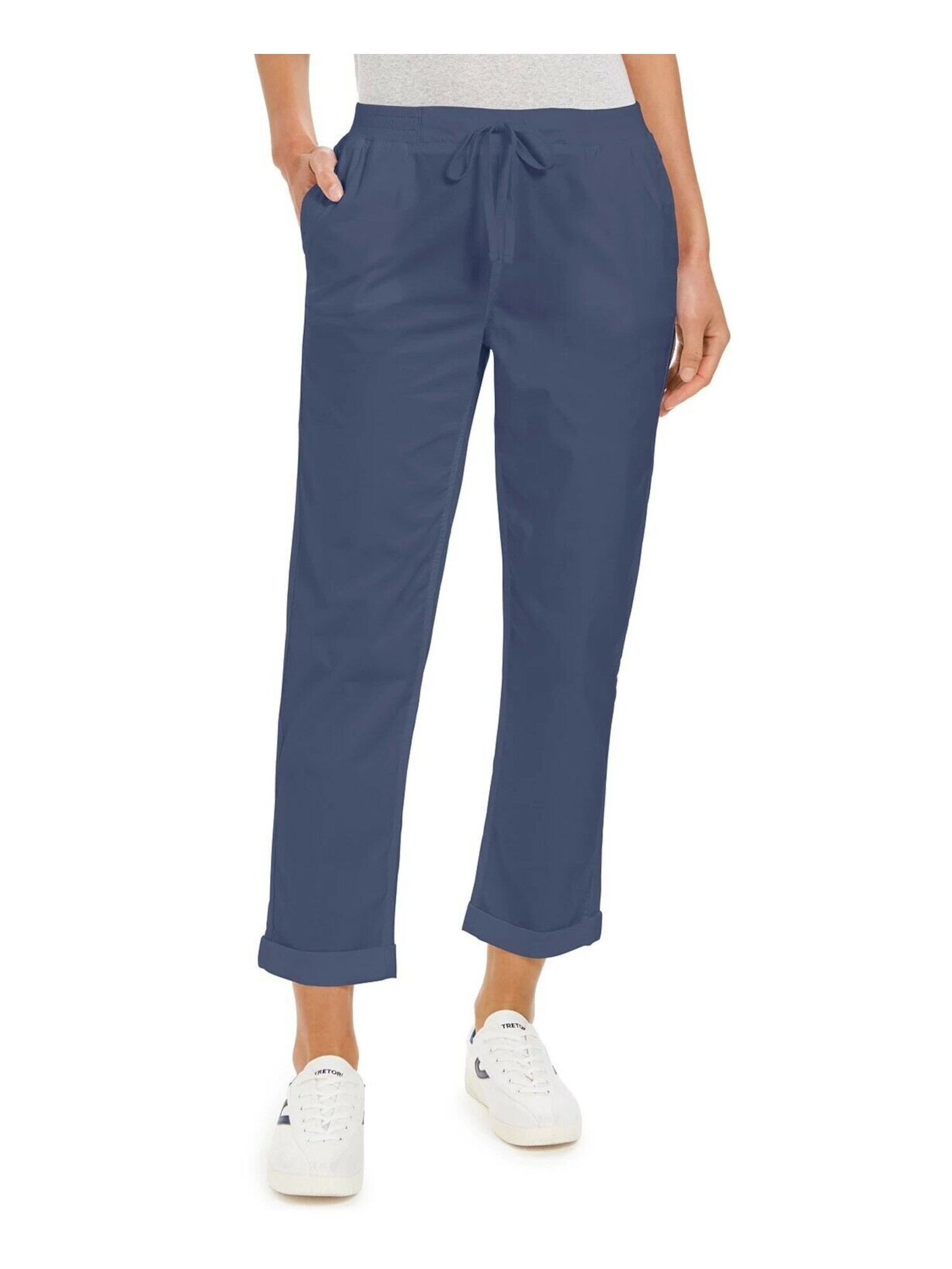 STYLE & COMPANY Womens Blue Tie Pull On, Utility, Ankle Cuffed Pants 14