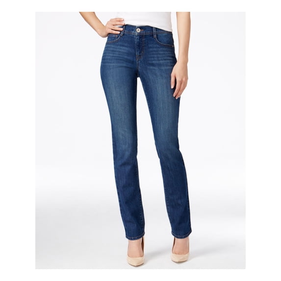 STYLE & COMPANY Womens Blue Zippered Pocketed Front Control Panel Slim Leg High Waist Jeans 10 Short